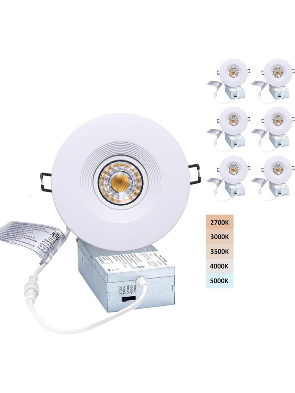 4 Inch Adjustable Gimbal LED Recessed Lights - 6 Pack, Energy Efficient
